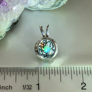 Wishbone Sparkle Marble Pendant with Opal and Cremation Ashes